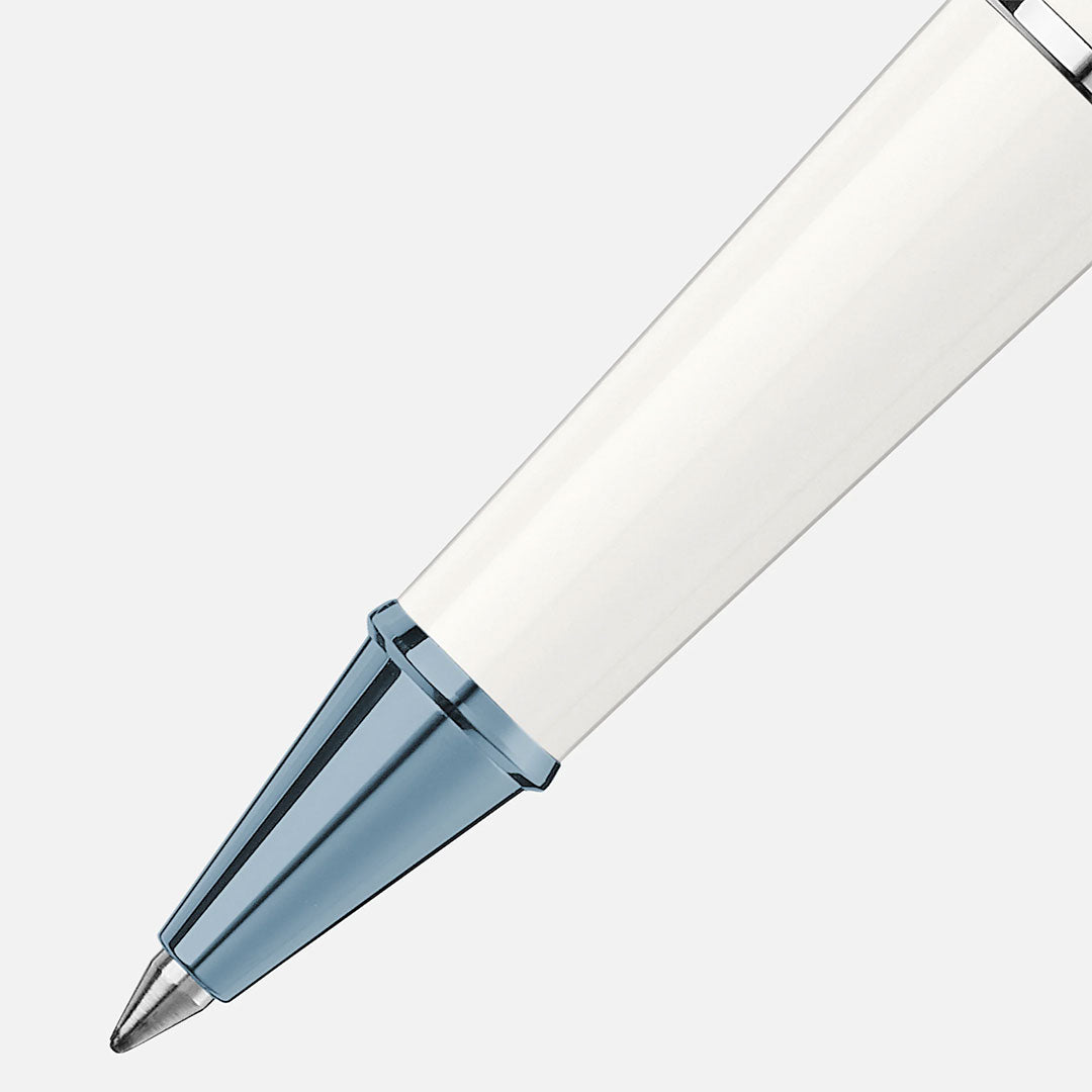 Penna Roller Montblanc Meisterstuck Glacier Resina Bianca Finiture Azzurro