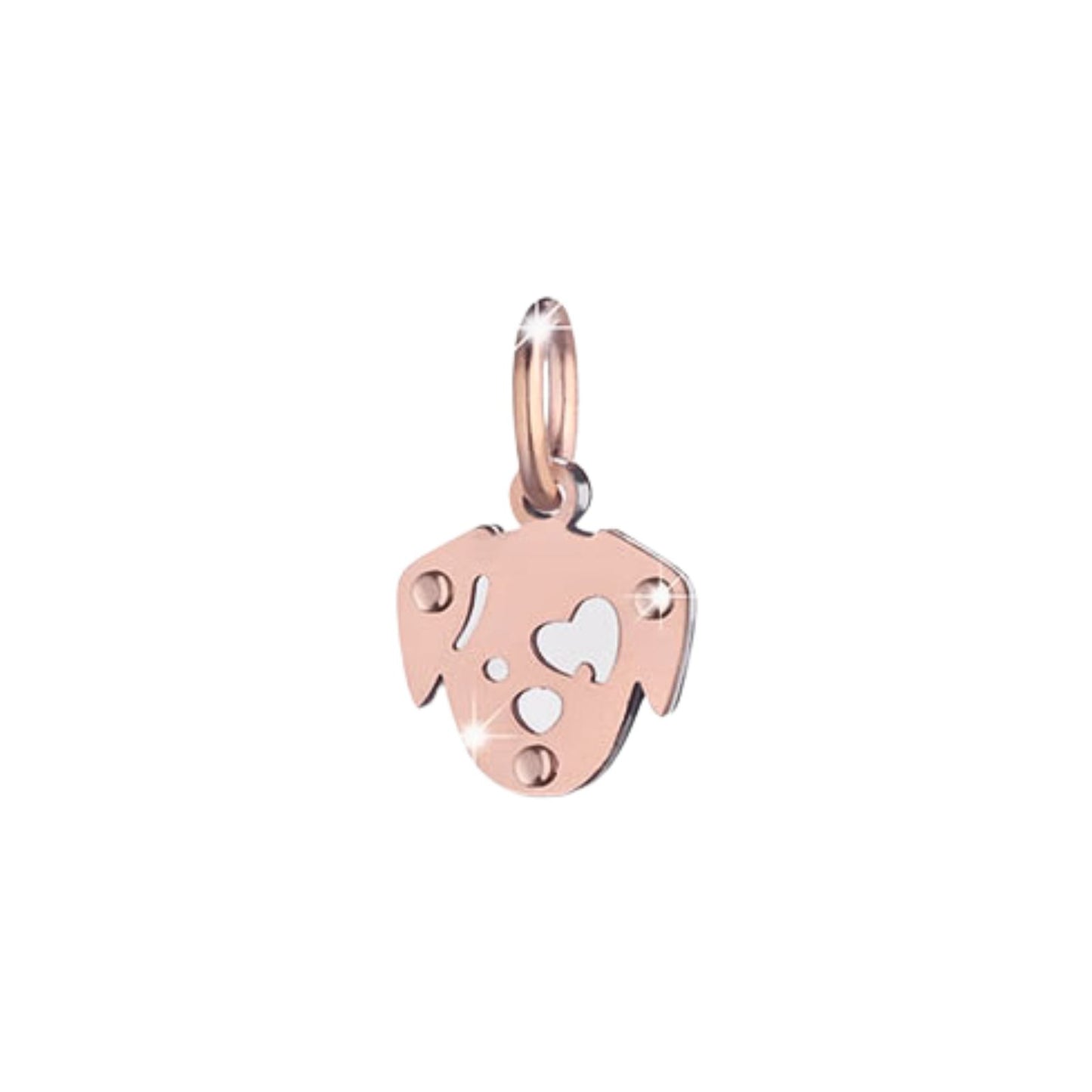 Ciondolo Lebebé Lockyourlove Cane Oro Rosa 9 Kt e Argento Cordino Verde
