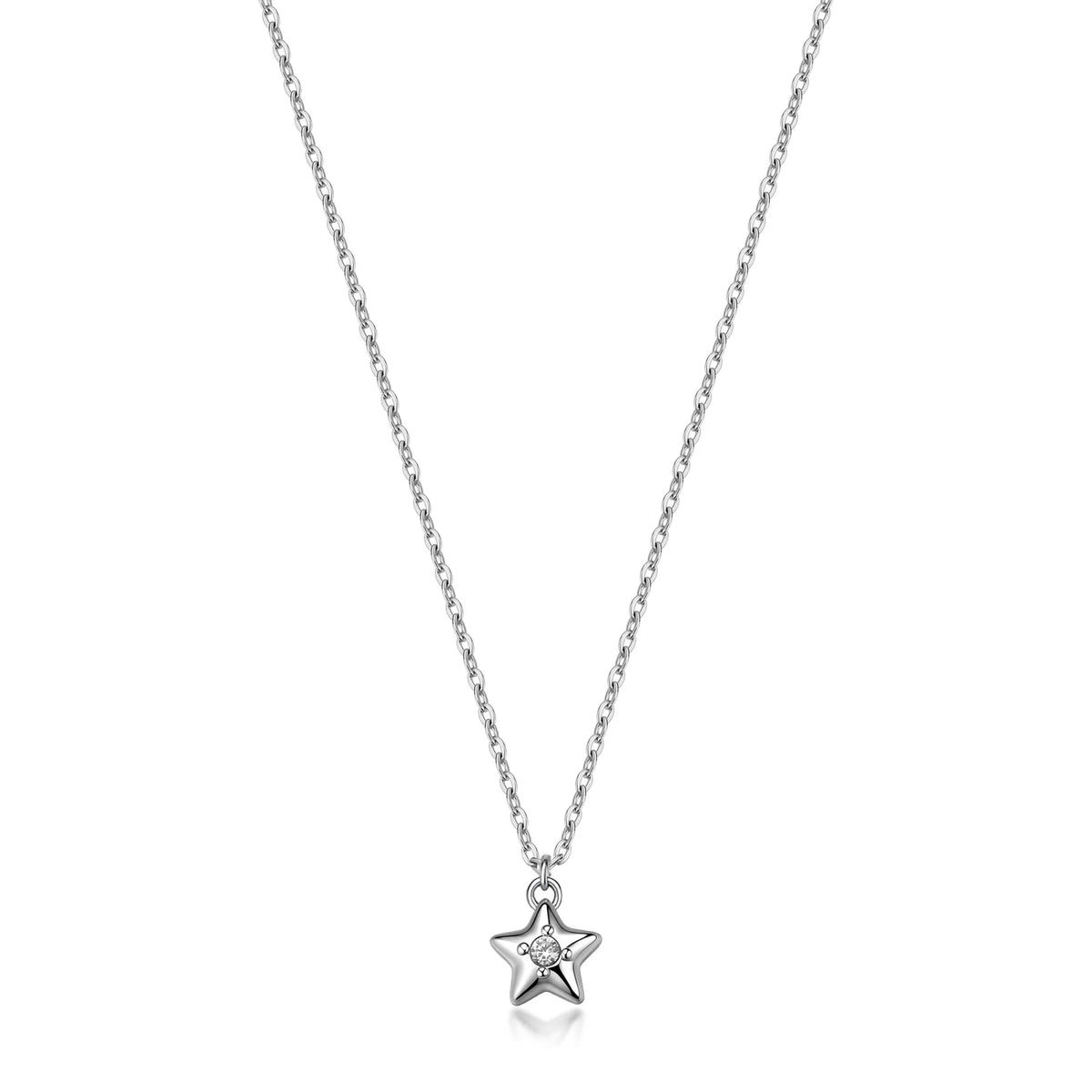 Collana Girocollo Sagapò Aurora Acciaio Maglia Forzatina Centrale Pendente Stella E Cristallo