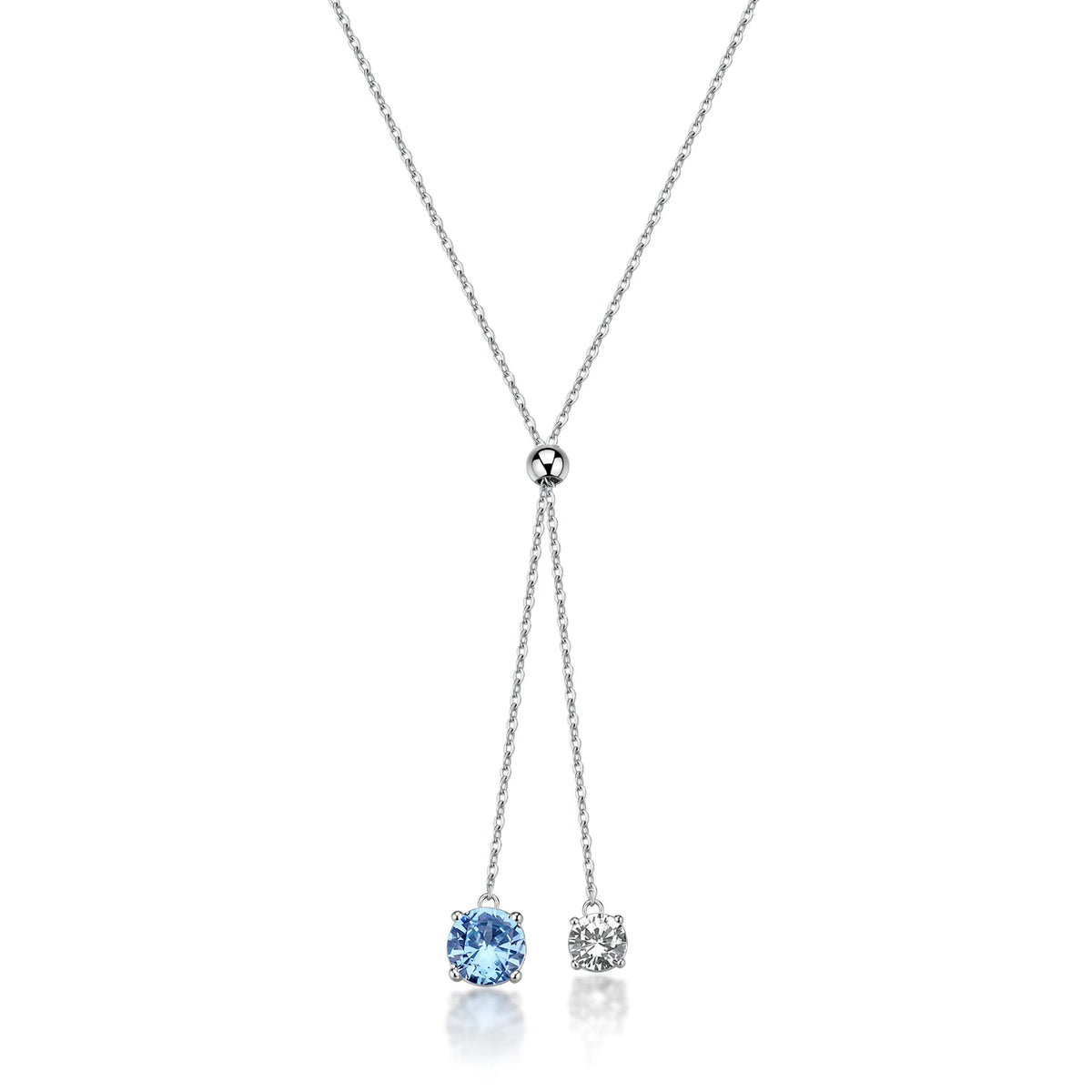 Collana Cravattino Sagapò Dazzly Acciaio Maglia Forzatina Cubic Zirconia Acquamarina E Bianco
