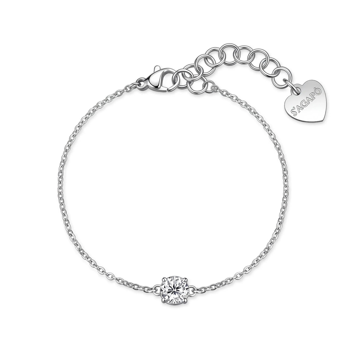 Bracciale Sagapò Dazzly Acciaio Maglia Forzatina Con Centrale Cubic Zirconia