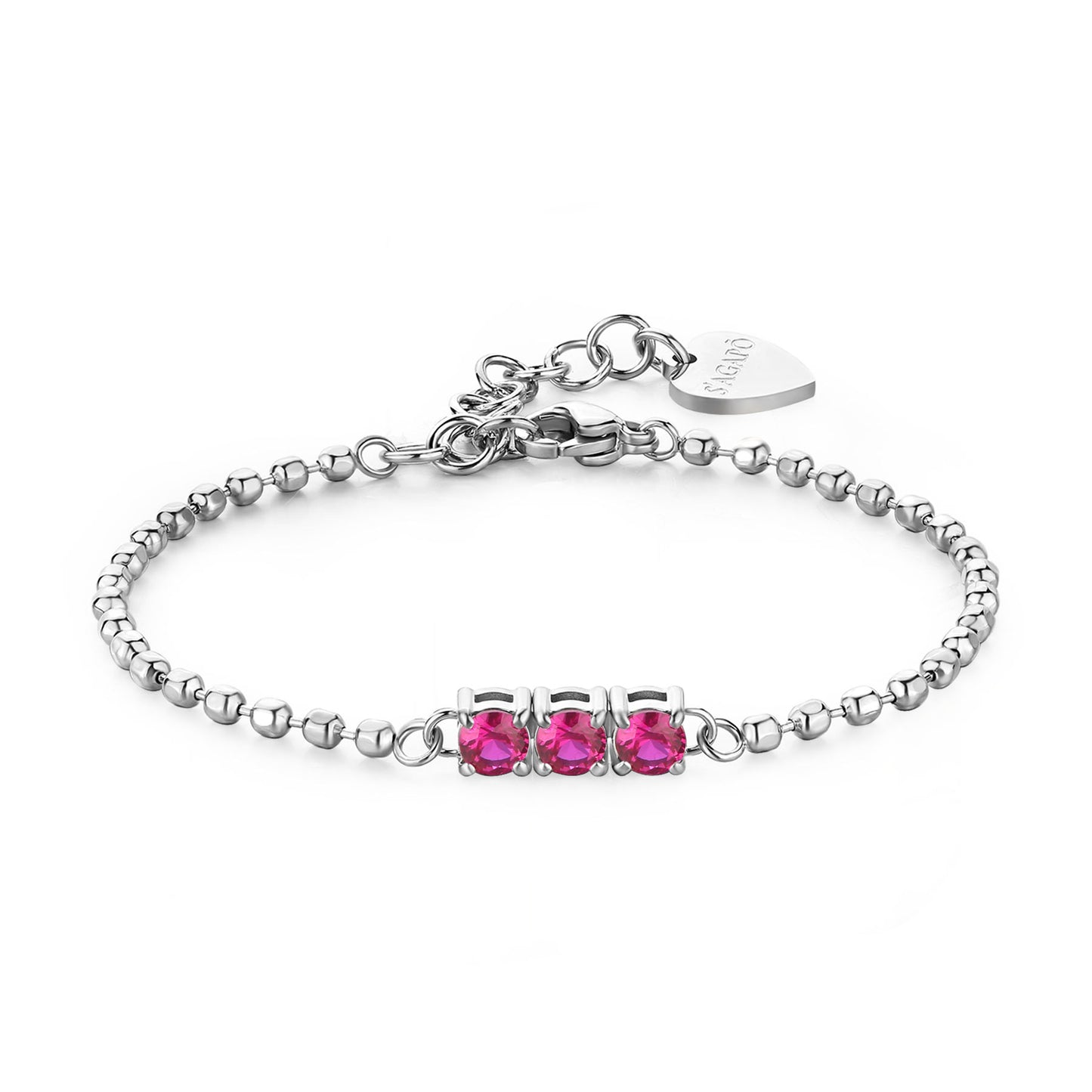 Bracciale Sagapò Dazzly In Acciaio Con Cristalli Fucsia