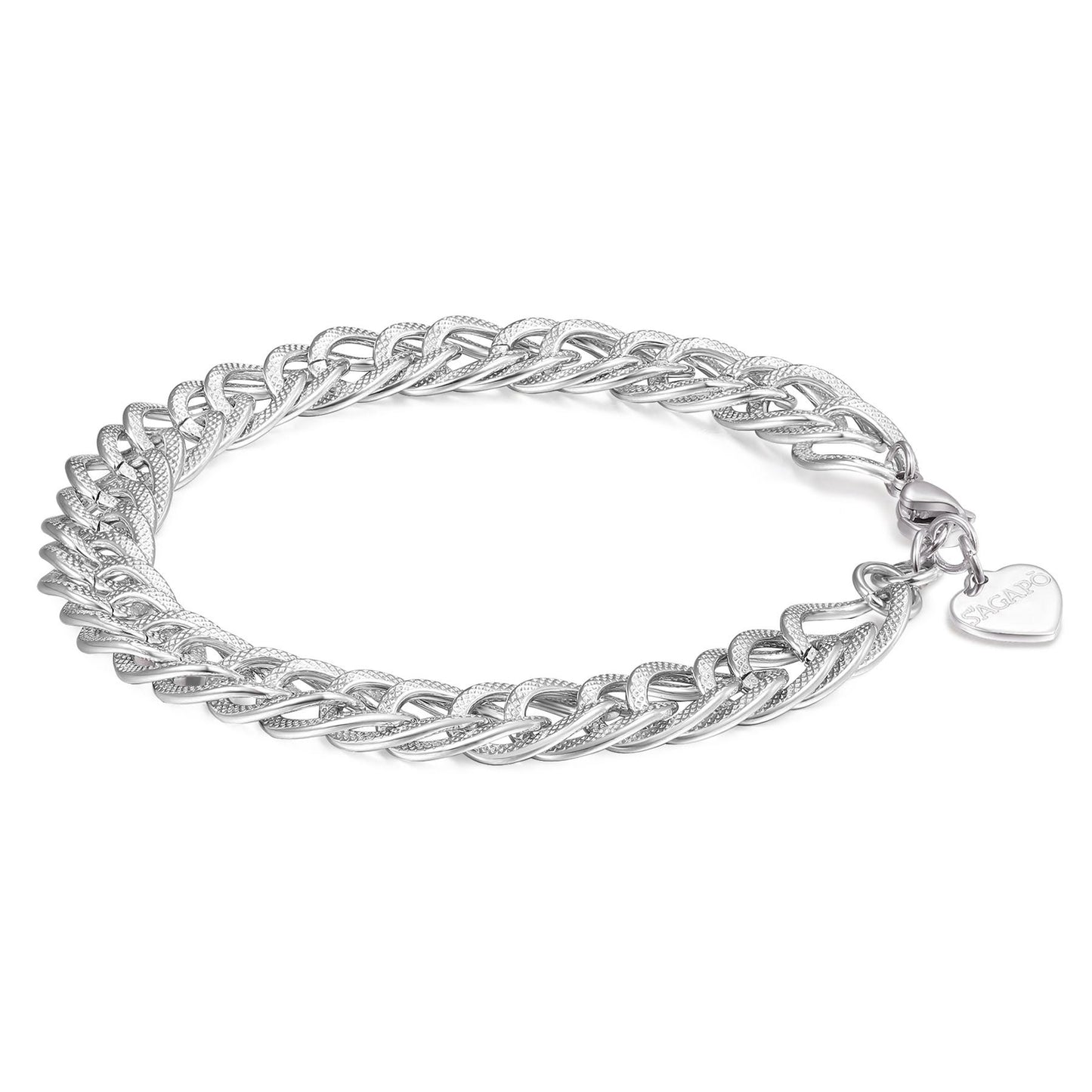 Bracciale Sagapò Chunky Acciaio Catena Grumetta Intrecciata