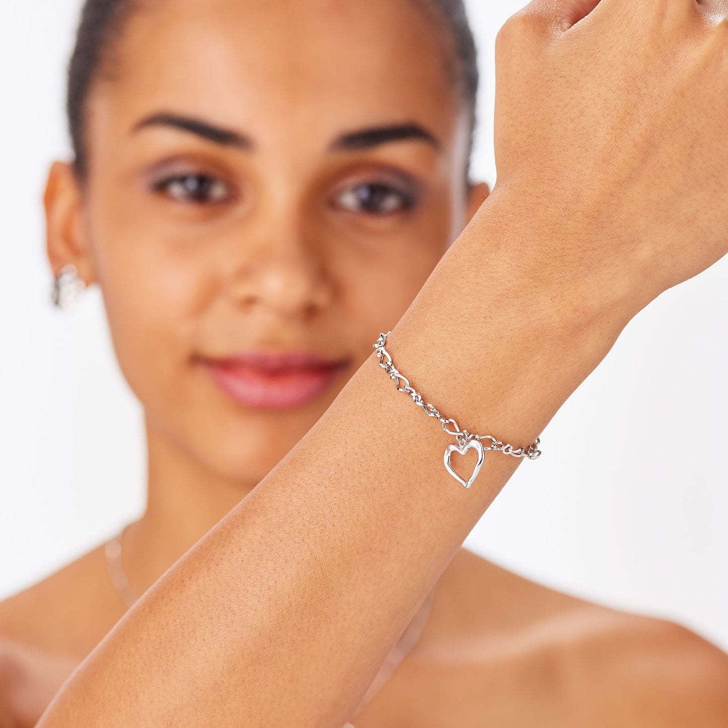 Bracciale Sagapò Emotion Acciaio Catena Grumetta Charm Cuore Martellato