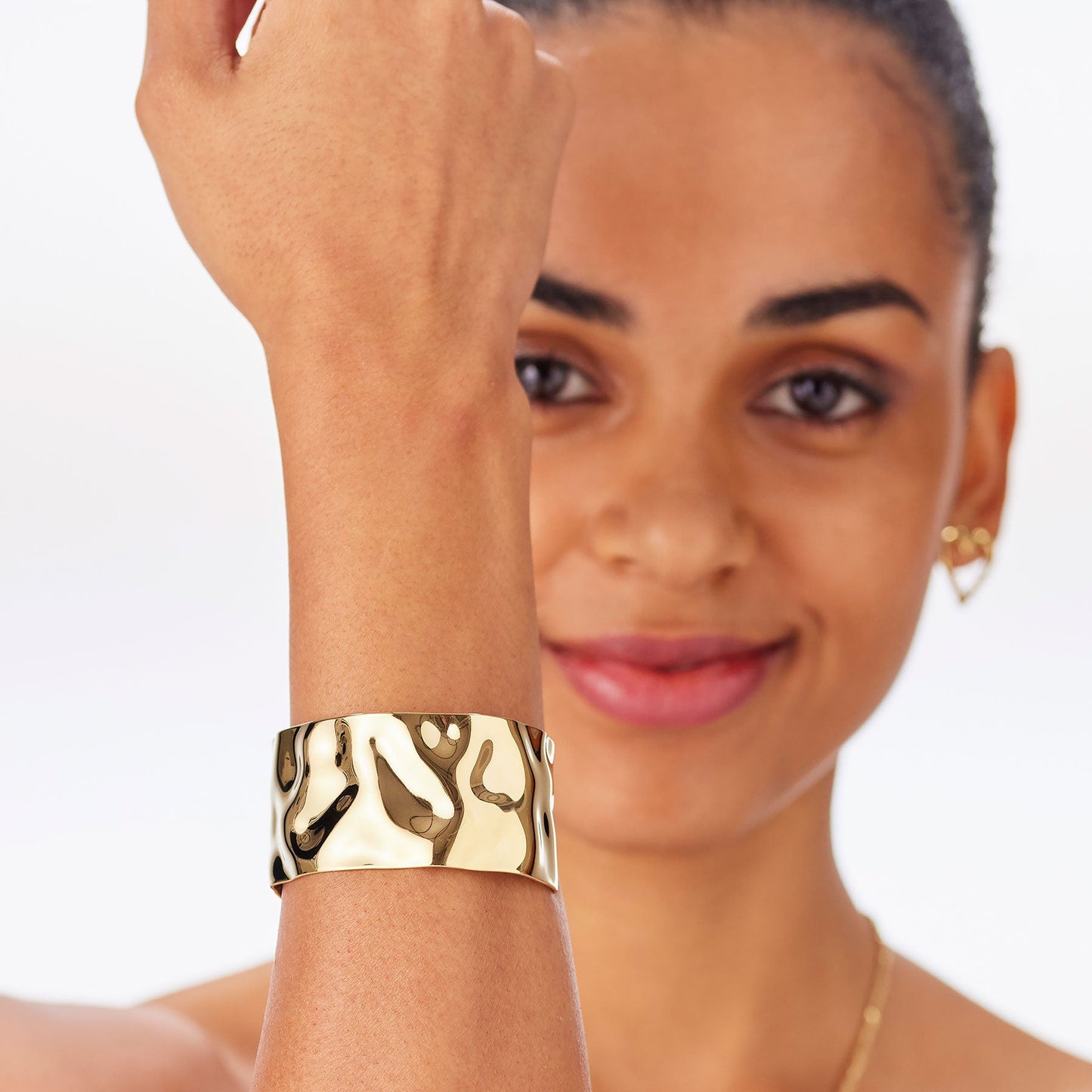 Bracciale alla Schiava Sagapò Emotion Acciaio Pvd Oro Aperto Martellato