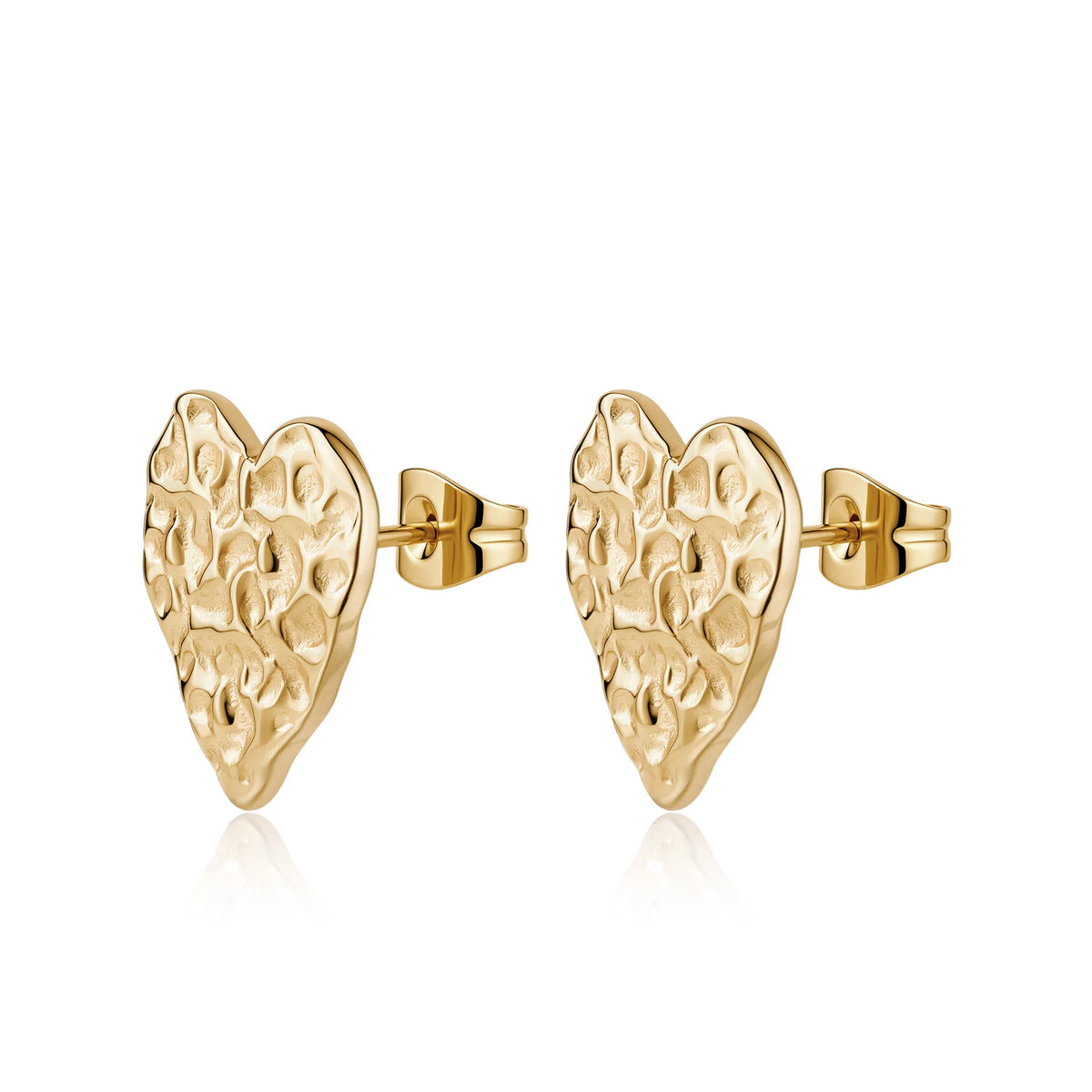 Orecchini Lobo Sagapò Emotion Acciaio Pvd Oro Cuore Con Texture Martellata