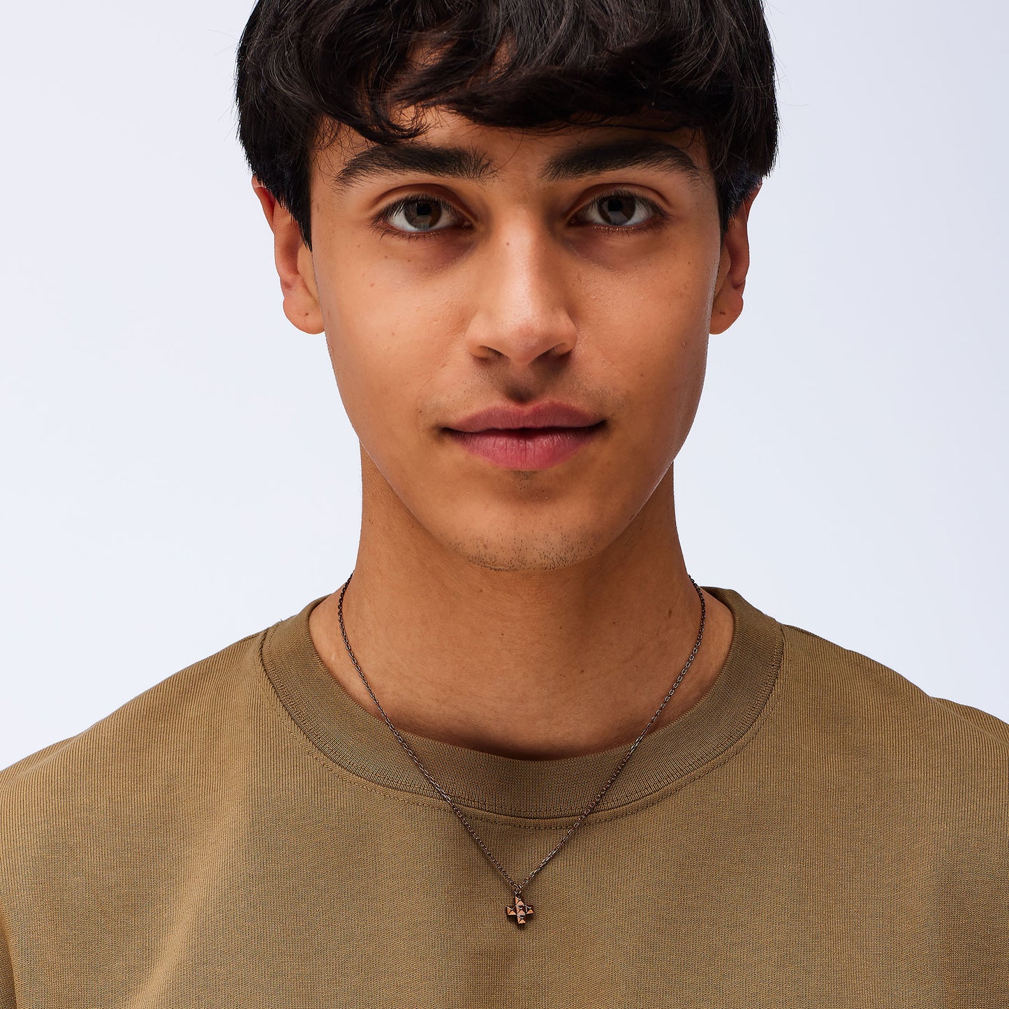 Collana Uomo Sagapò Proud Acciaio Pvd Marrone Pendente Croce