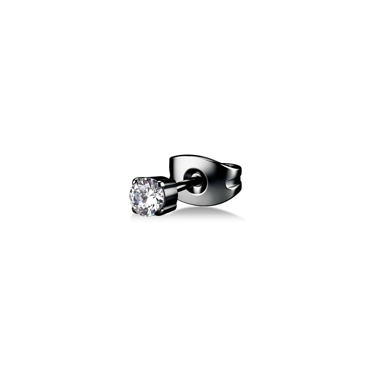 Monorecchino Lobo Sagapò Tricky Acciaio Pvd Rutenio Cubic Zirconia