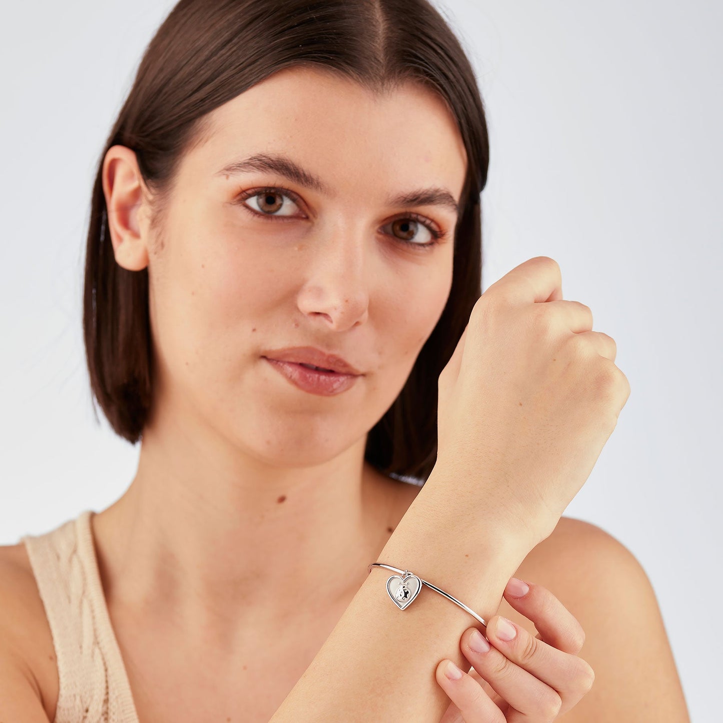 Bracciale Rigido Sagapò Duh Duh Acciaio Charm Cuore Coccinella