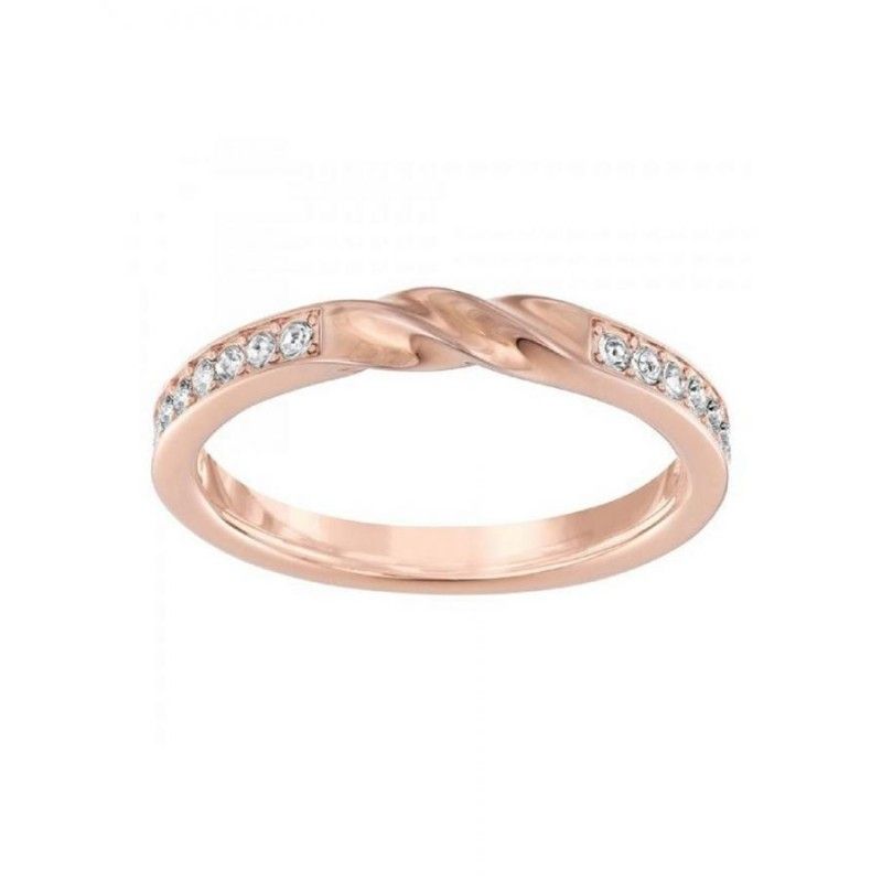 Anello Swarovski Curly Taglio Round, Bianco, Placcato color oro rosa - Misura 50