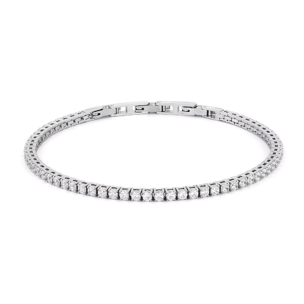 Bracciale Tennis Comete Regolabile Acciaio Zirconi