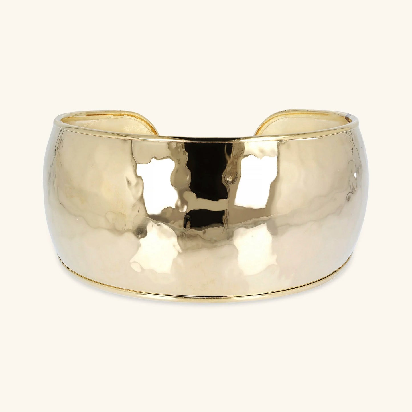 Bracciale Rigido Etrusca Bombato a Fascia con Bordi in Rilievo Lega Golden Placcata Oro 18 kt