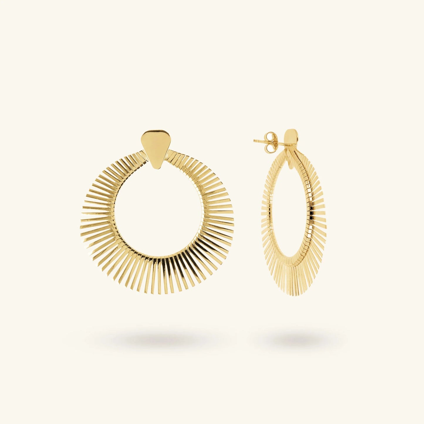 Orecchini a Cerchio Etrusca Cleopatra Design Lega Golden Placcata Oro 18 kt