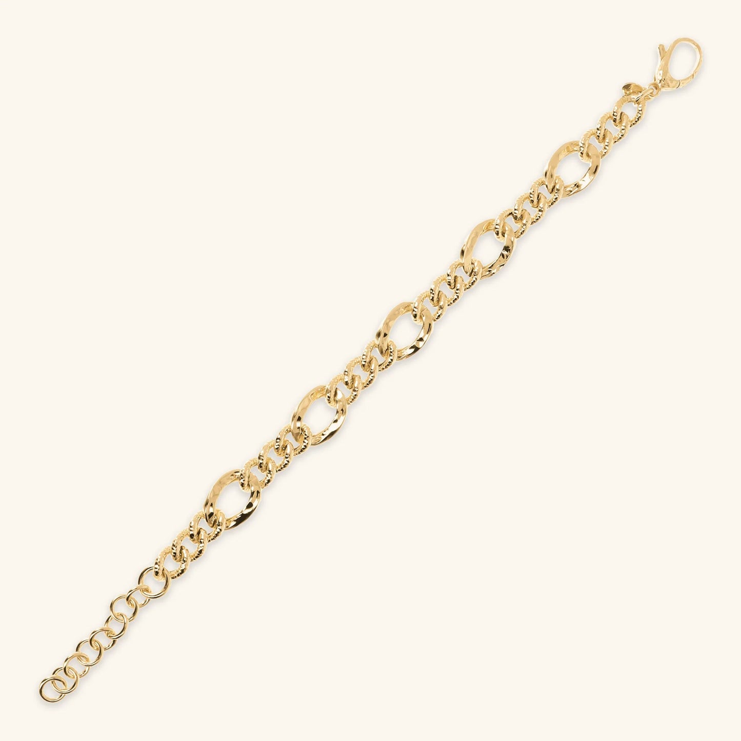 Bracciale Etrusca Catena Figaro con Maglia Grumetta Lega Golden Placcata Oro 18 kt