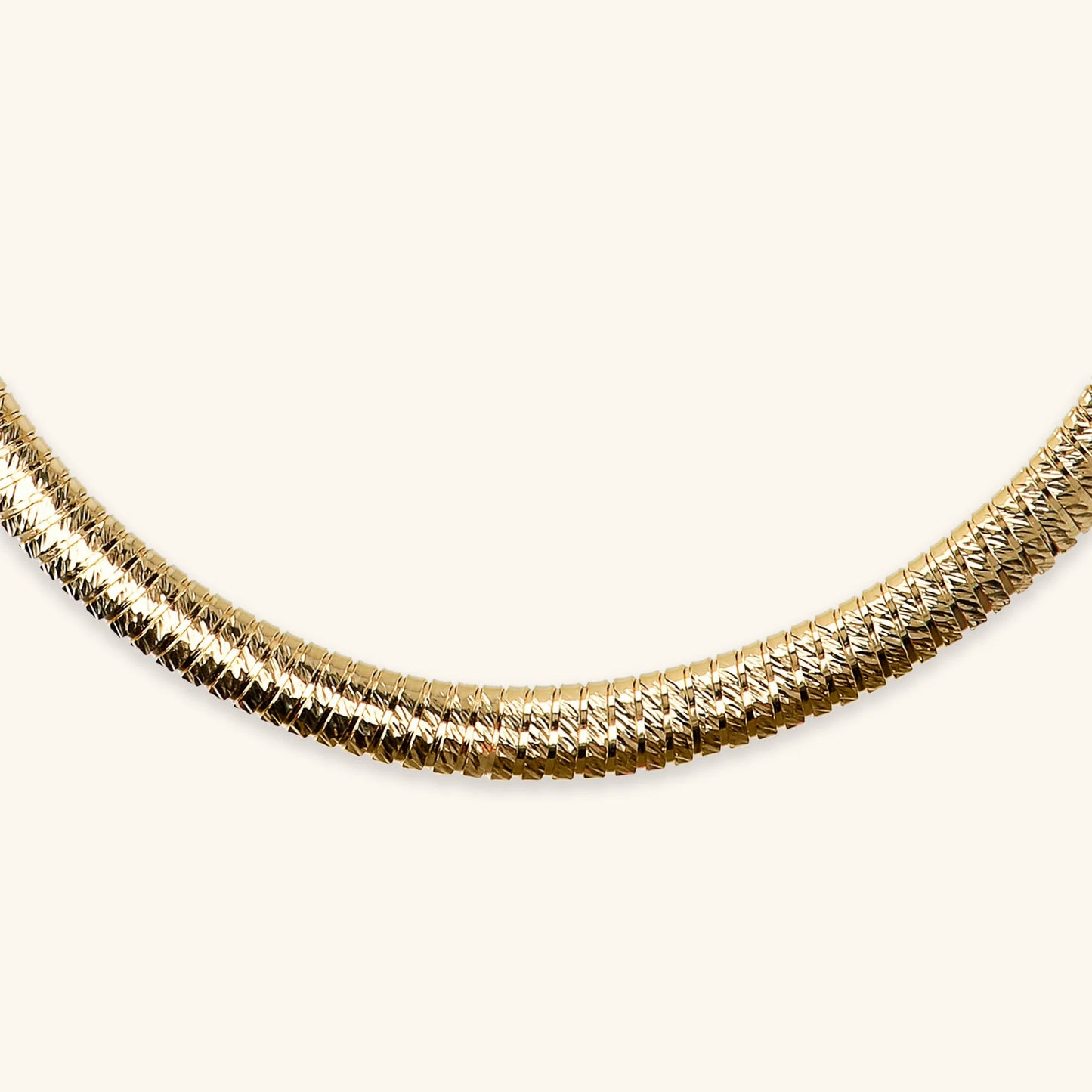 Collana Girocollo Etrusca Tubogas Diamantata Lega Golden Placcata Oro 18 kt