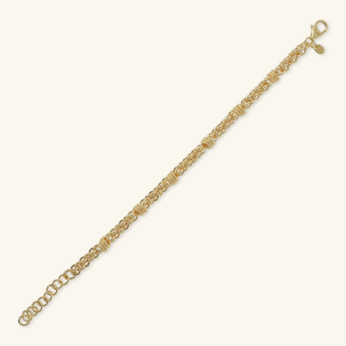 Bracciale Etrusca Catena a Intreccio con Rondelle Lega Golden Placcata Oro 18 kt
