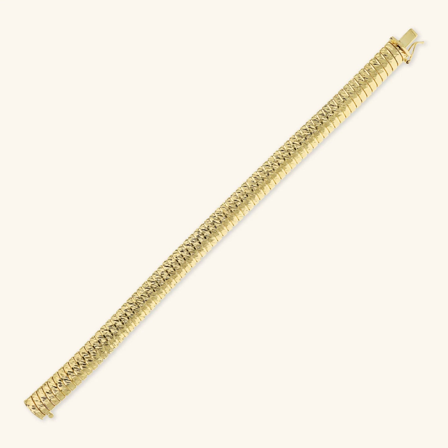 Bracciale Etrusca Tubogas con Superficie Lavorata Lega Golden Placcata Oro 18 kt