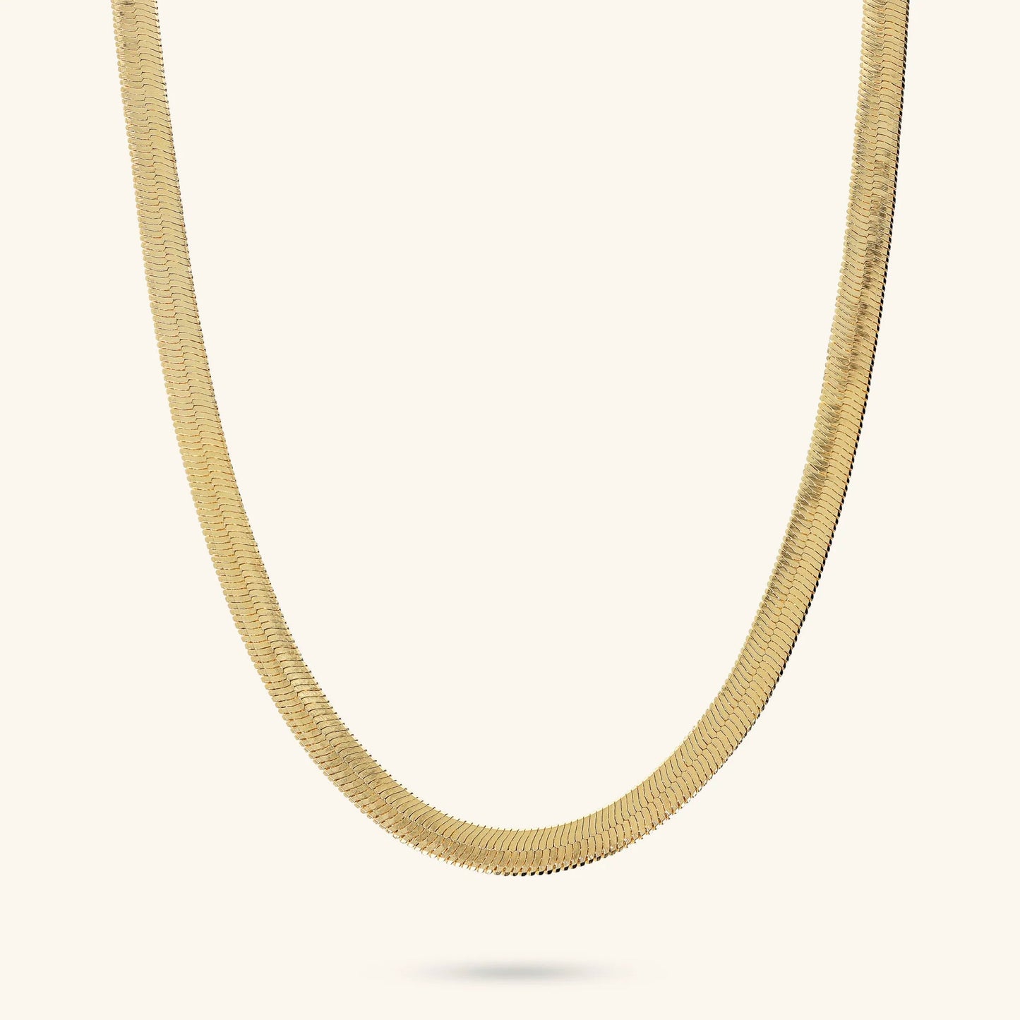 Collana Girocollo Etrusca Catena Snake Piatta Lega Golden Placcata Oro 18 kt