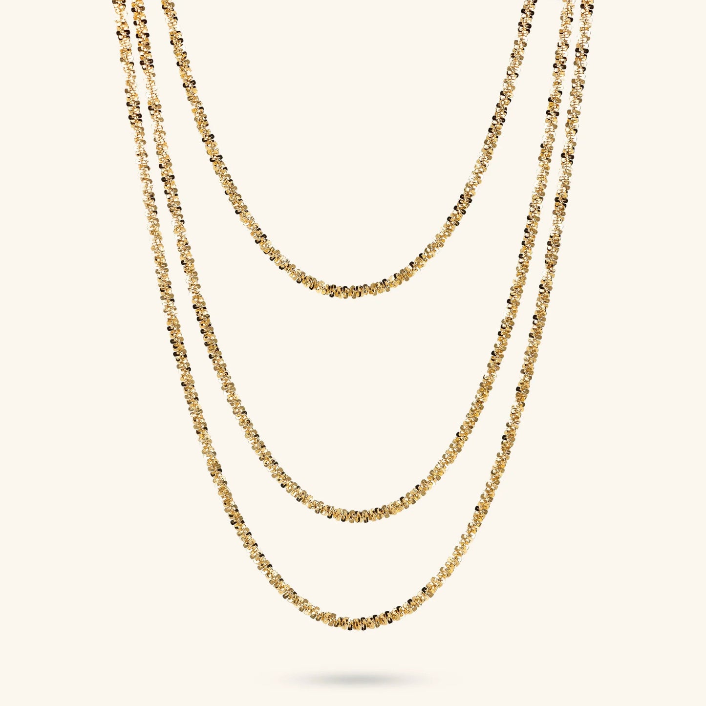Collana Multifilo Etrusca Graduata Catena Margherita Lega Golden Placcata Oro 18 kt