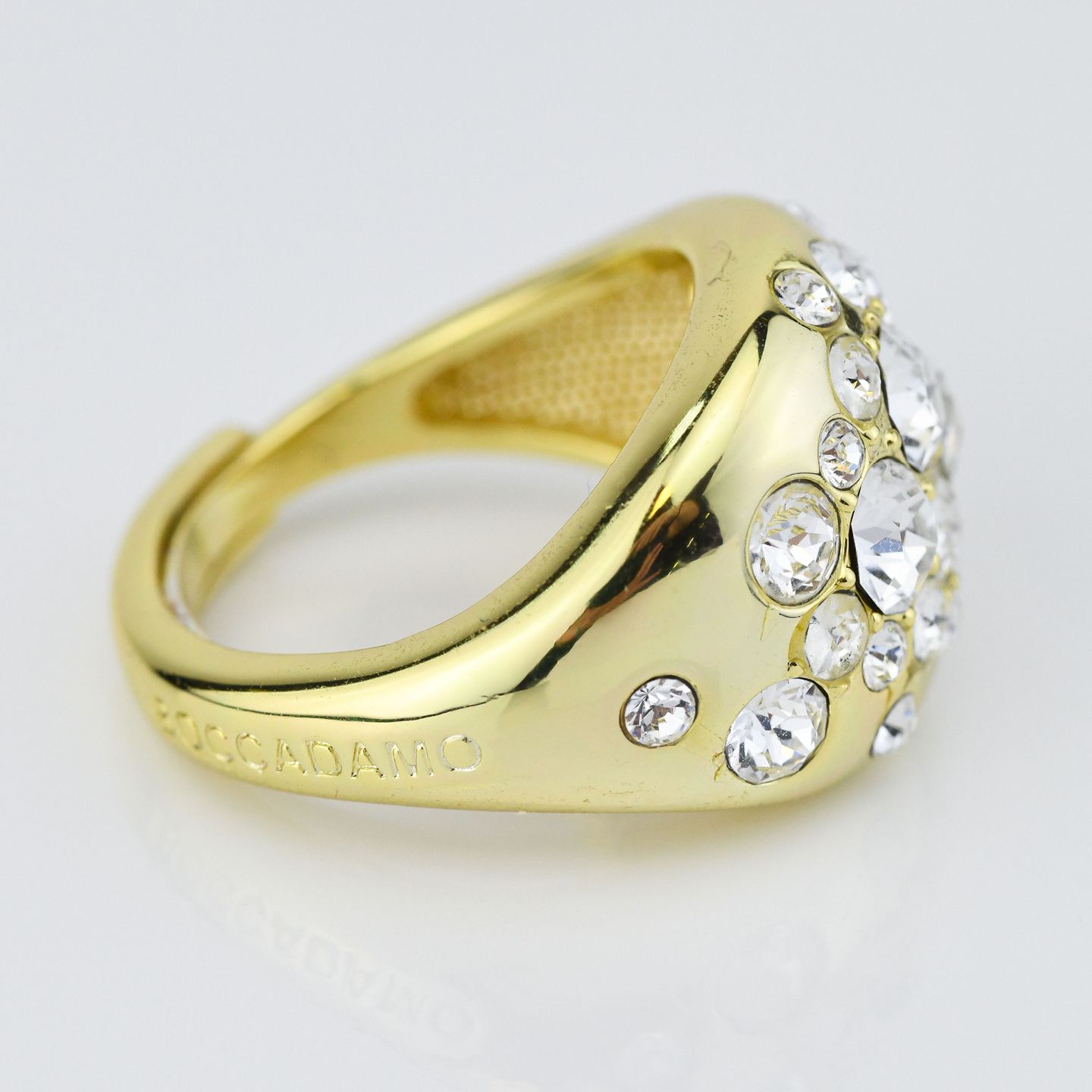 Anello a Fascia Regolabile Boccadamo Mediterranea Harem Bronzo Pvd Oro Cristalli