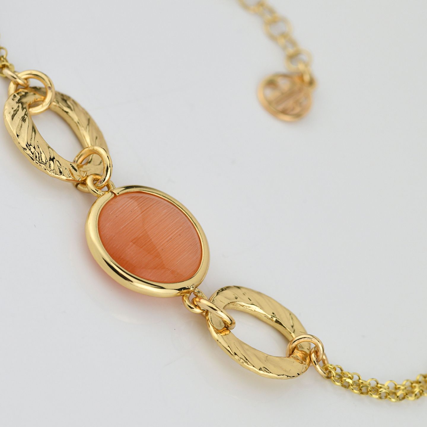 Bracciale 2 Fili Boccadamo Mediterranea Crisette Bronzo Pvd Oro con Cristallo Arancione