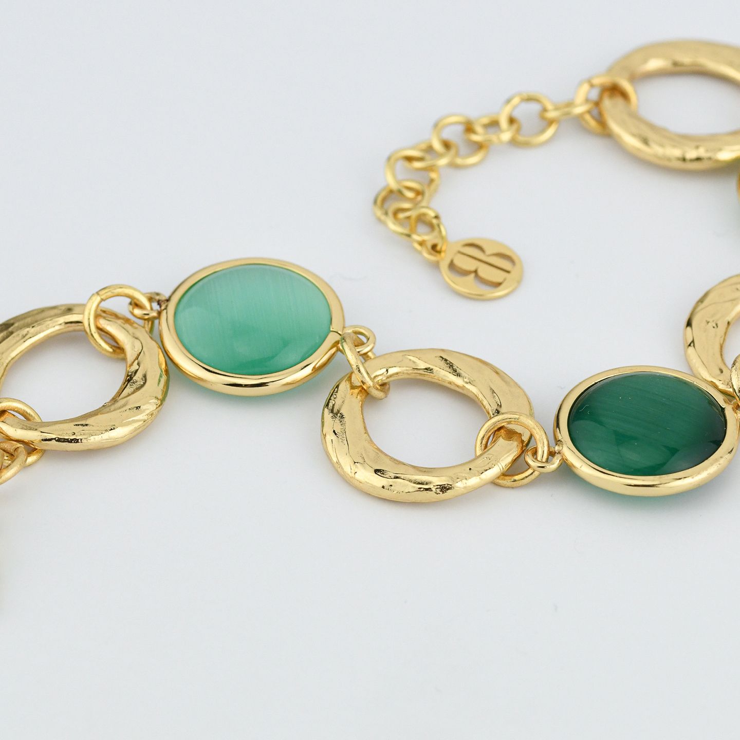 Bracciale Boccadamo Mediterranea Crisette Bronzo Pvd Oro Con Cristalli Verdi
