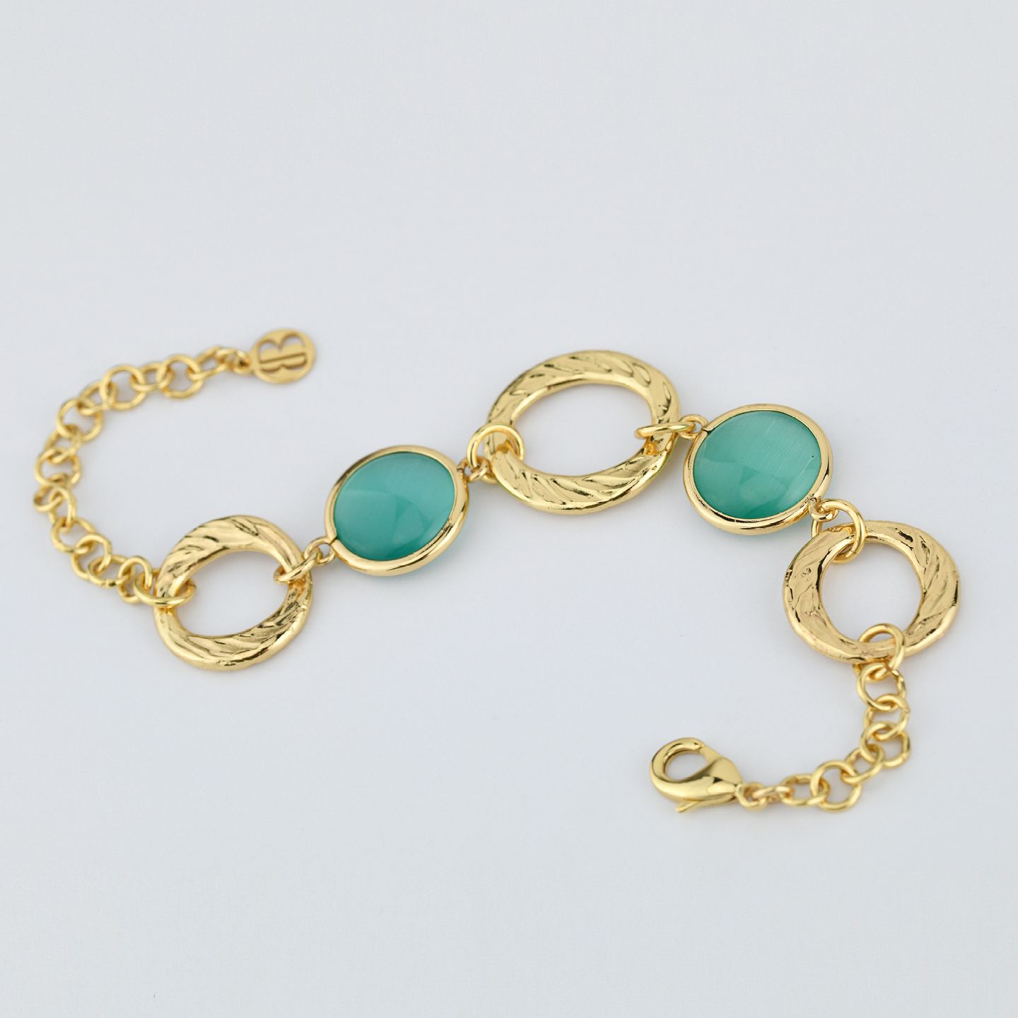 Bracciale Boccadamo Mediterranea Crisette Bronzo Pvd Oro Cerchi Traforati Martellati e Cristalli