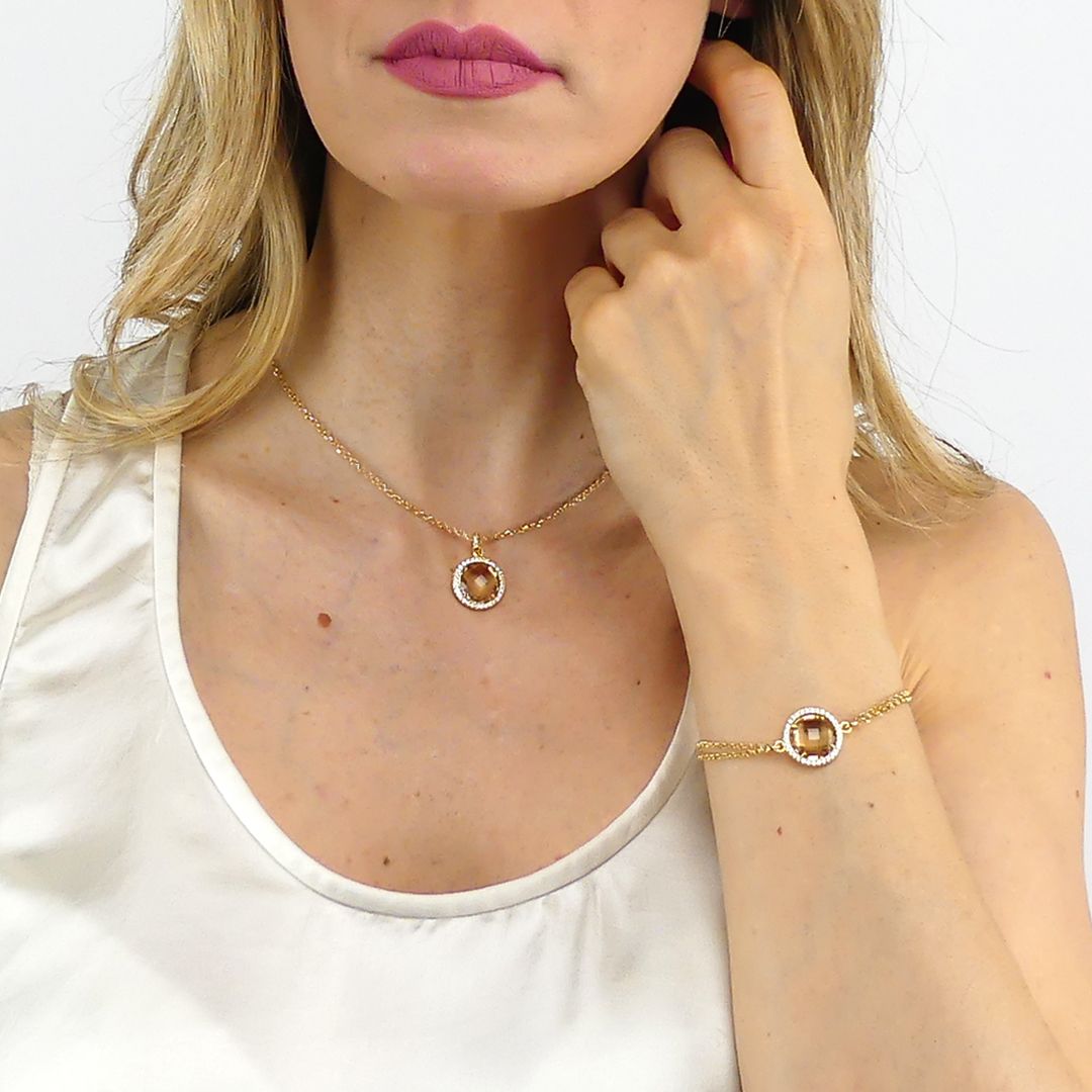 Bracciale Boccadamo Mediterranea Sharada Bronzo Pvd Oro e Cristallo Contornato