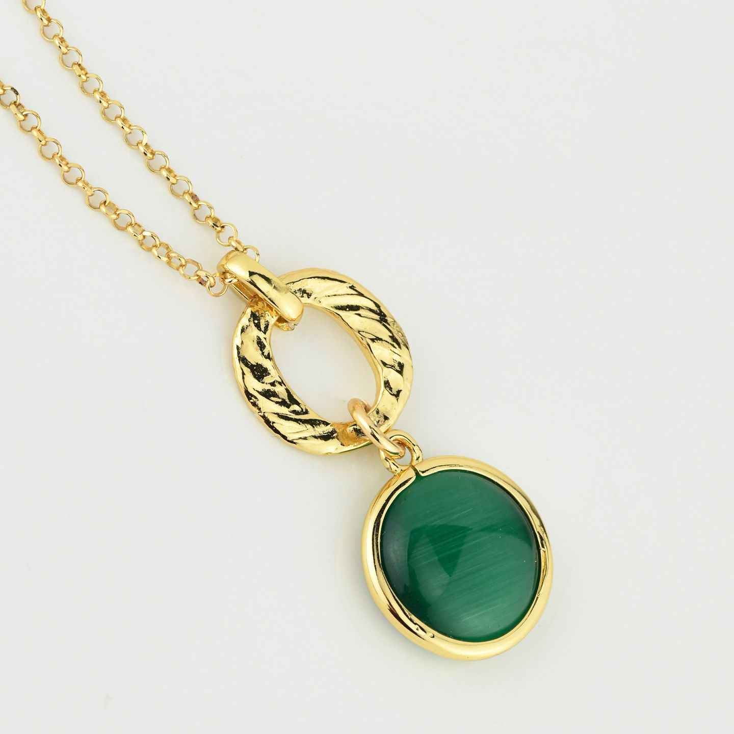Collana Boccadamo Mediterranea Crisette Bronzo Pvd Oro Con Pendente Cristallo Verde