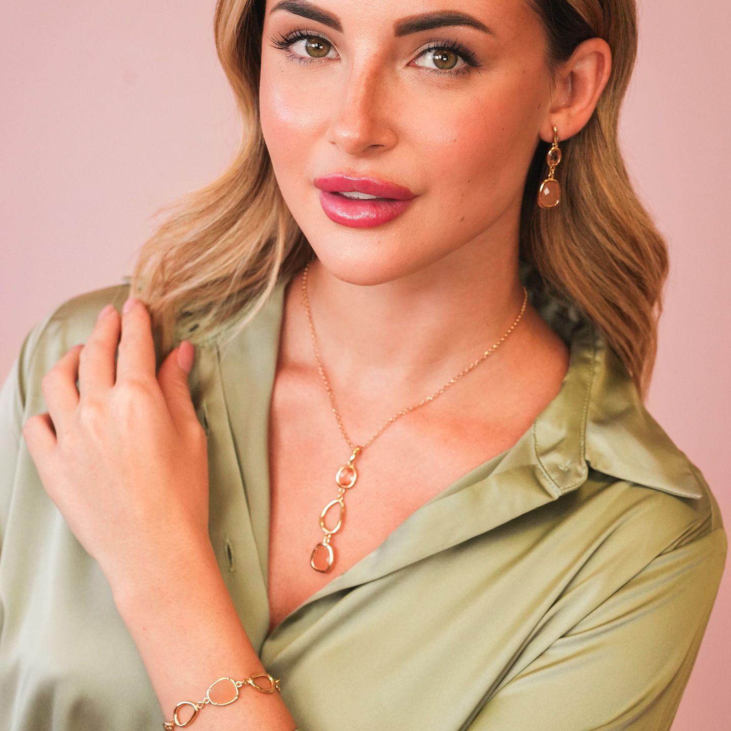 Collana Boccadamo Mediterranea Crisette Bronzo Pvd Oro Pendente Cristalli