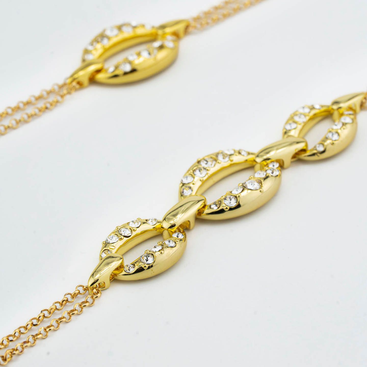 Collana Lunga 2 Fili Boccadamo Mediterranea Harem Bronzo Pvd Oro con Cristalli