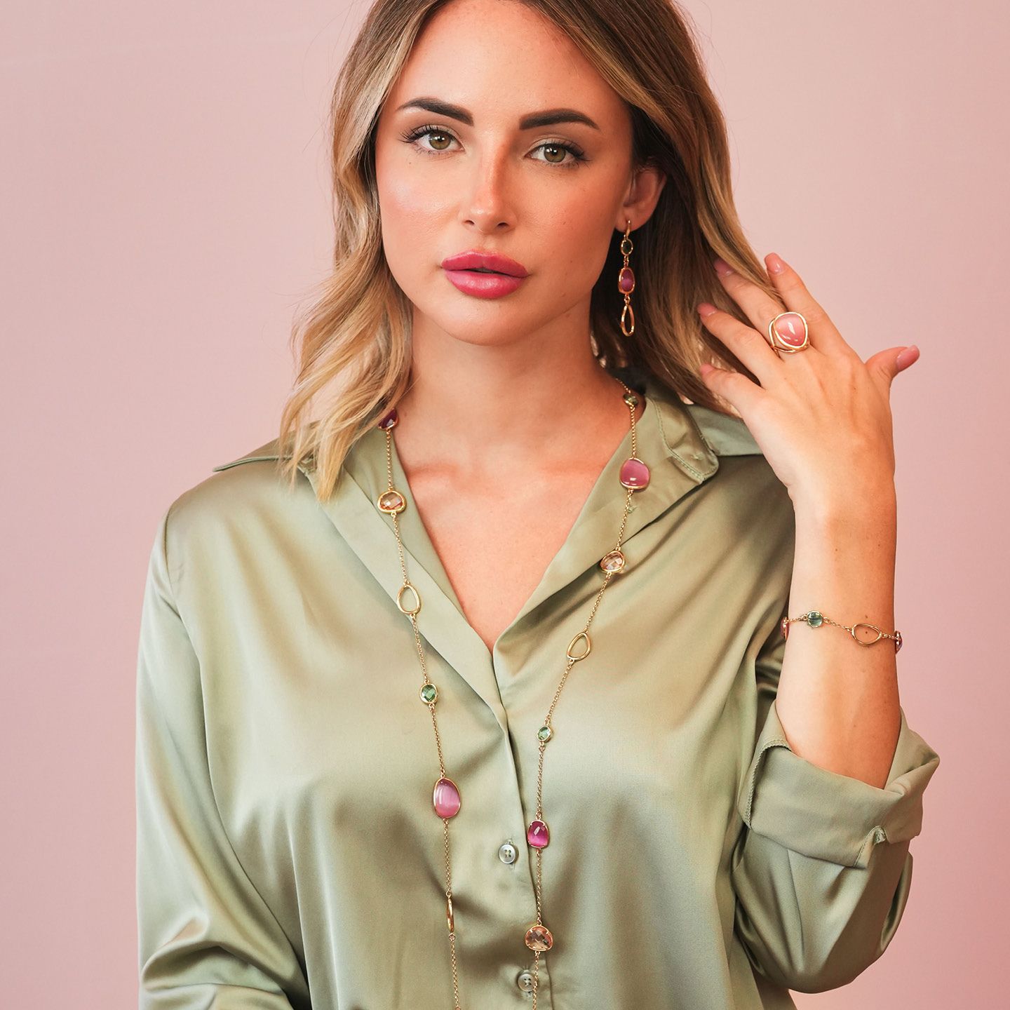 Orecchini Pendenti Boccadamo Mediterranea Bronzo Pvd Oro + Cristalli Multicolor