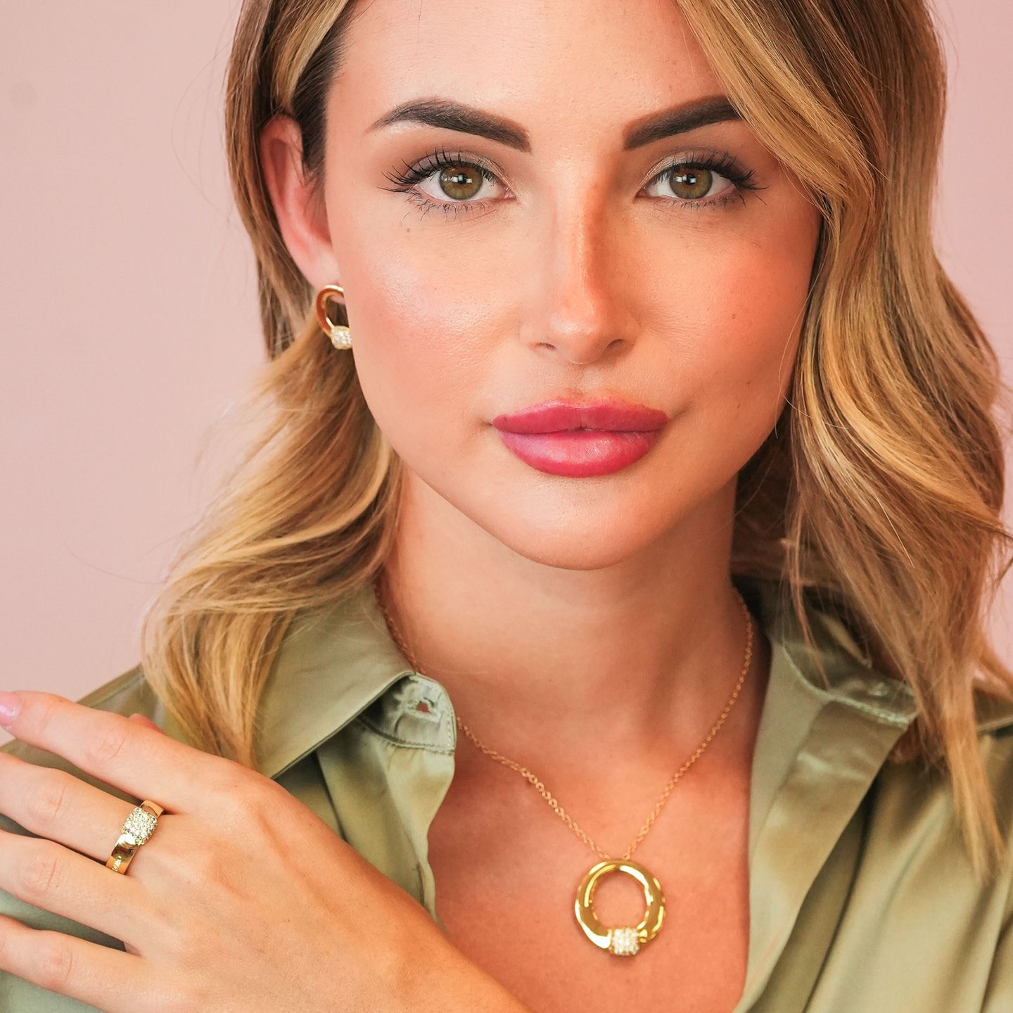 Orecchini Lobo Boccadamo Mediterranea Starry Bronzo Pvd Oro Con Pavè