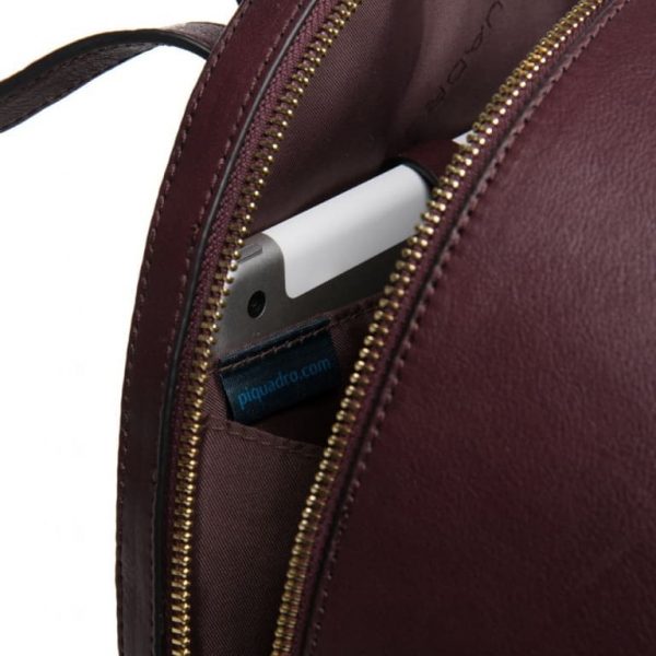 Zaini Piquadro W102 Zainetto Donna Porta Ipad In Pelle Bordeaux