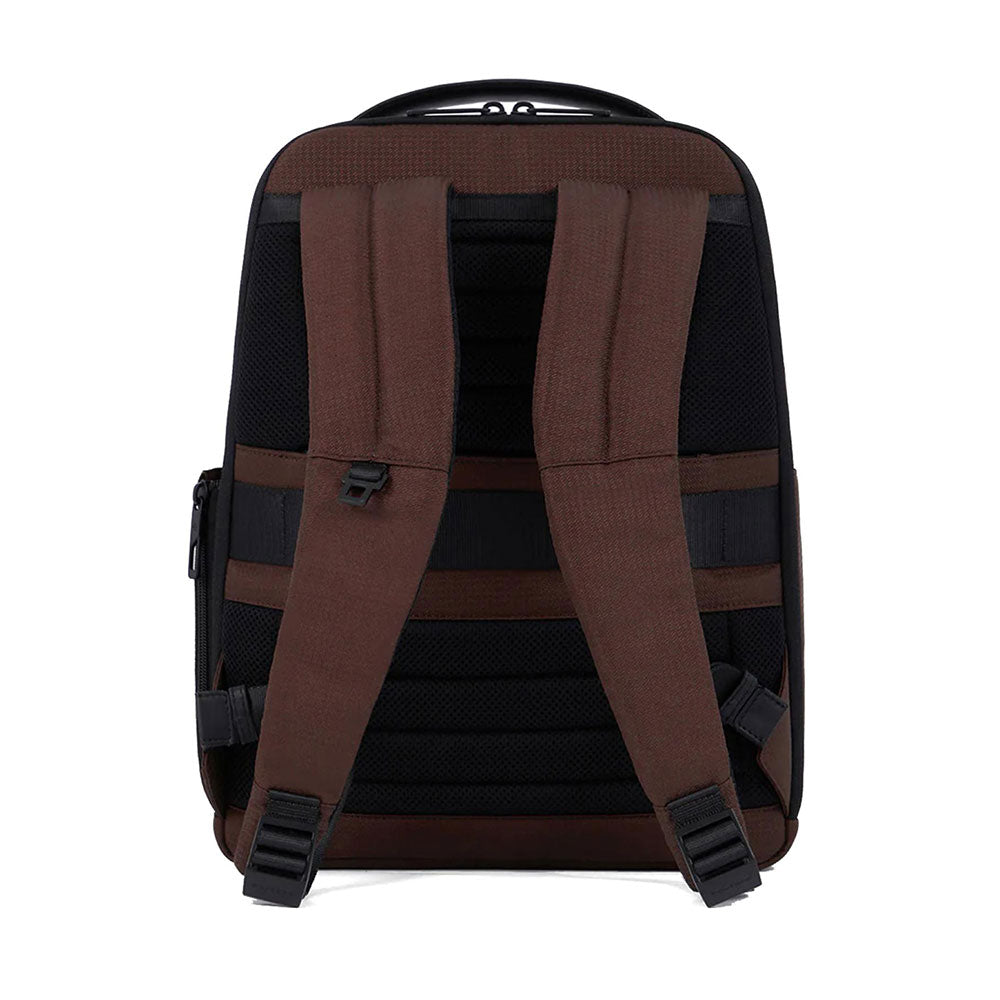 Zaini Piquadro Zaino Medio Porta PcIpad Tessuto Inserti Pelle Testa Di Moro