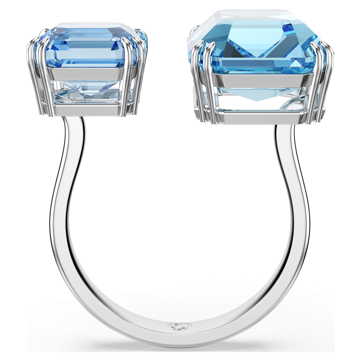 Anello aperto Swarovski Millenia Taglio ottagonale, Blu, Placcato rodio