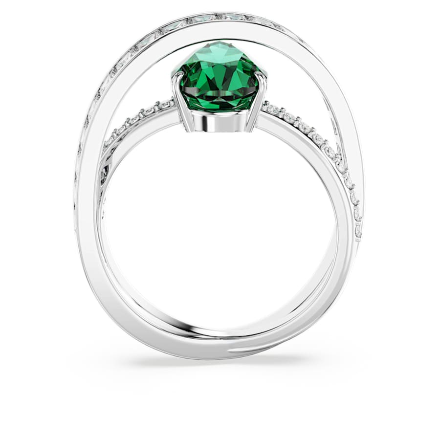 Anello Swarovski Hyperbola aglio misto, A doppia fascia, Verde, Placcato rodio - Misura 60