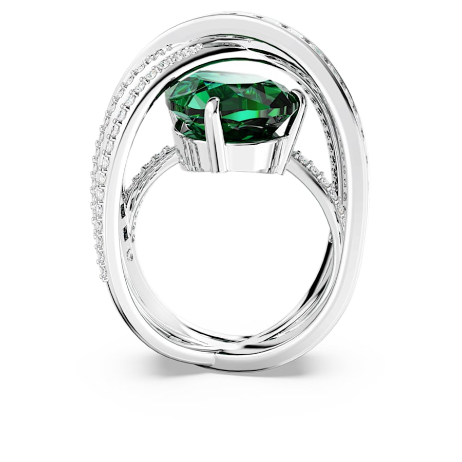 Anello Swarovski Hyperbola Taglio misto, A quattro fasce, Verde, Placcato rodio - Misura 55