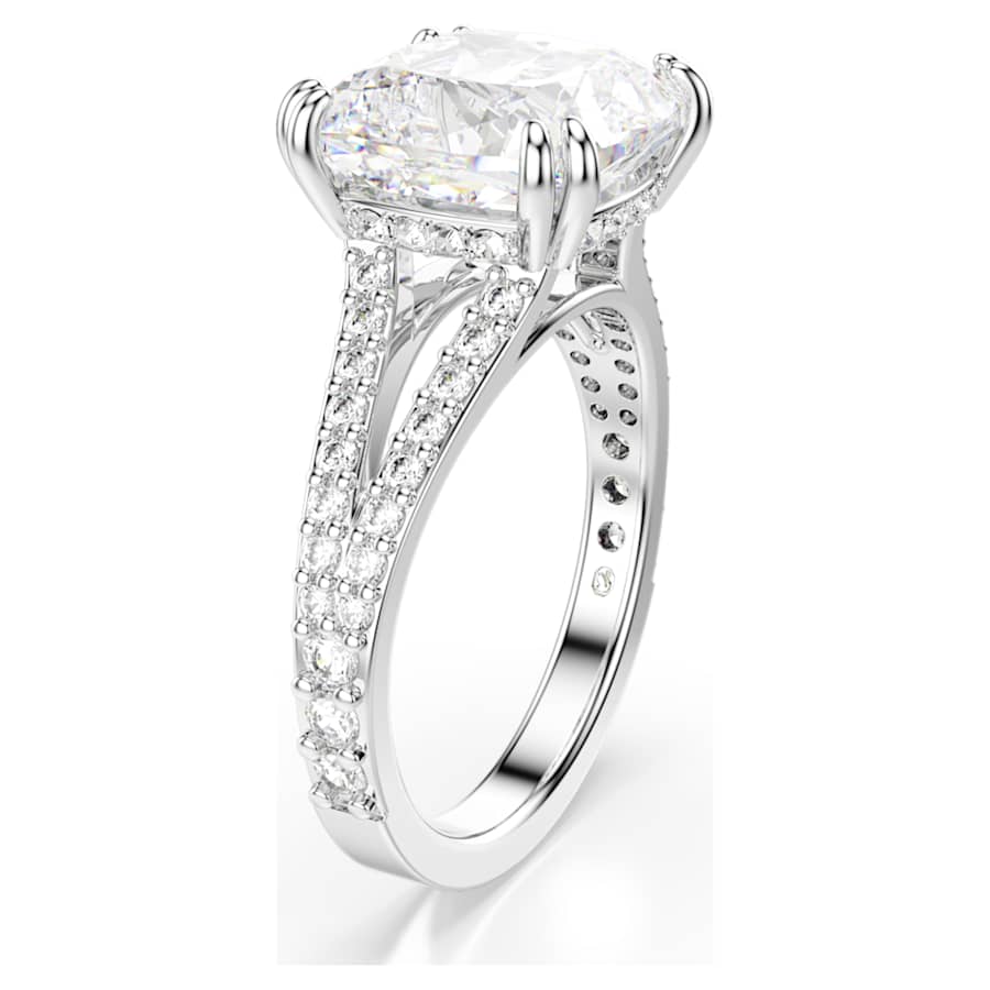 Anello Swarovski Re Stilla Cocktail Taglio quadrato, Pavé, Bianco, Placcato rodio - Misura 58