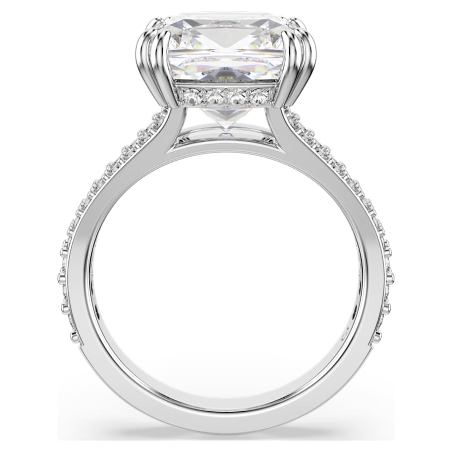 Anello Swarovski cocktail Stilla Taglio quadrato, Pavé, Bianco, Placcato rodio - Misura 60