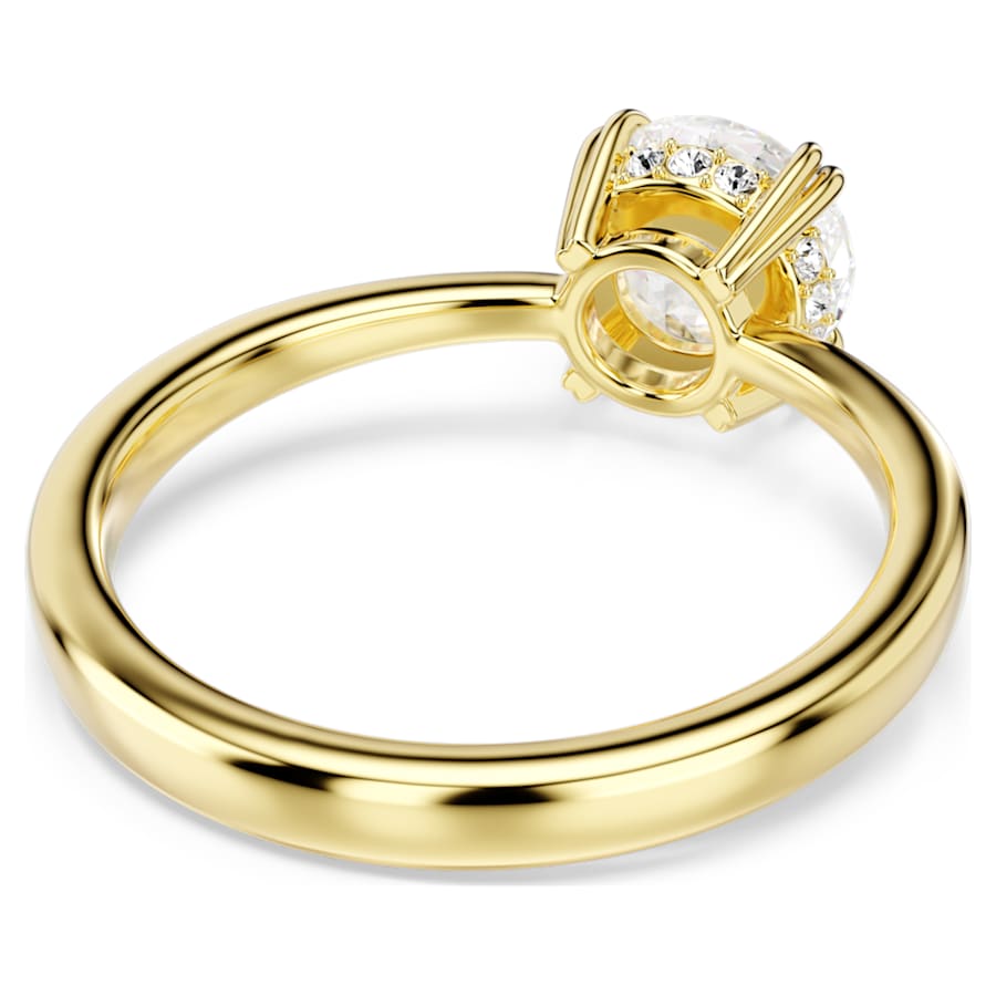 Anello Swarovski Cocktail Stilla Taglio Round, Bianco, Placcato color oro - Misura 55