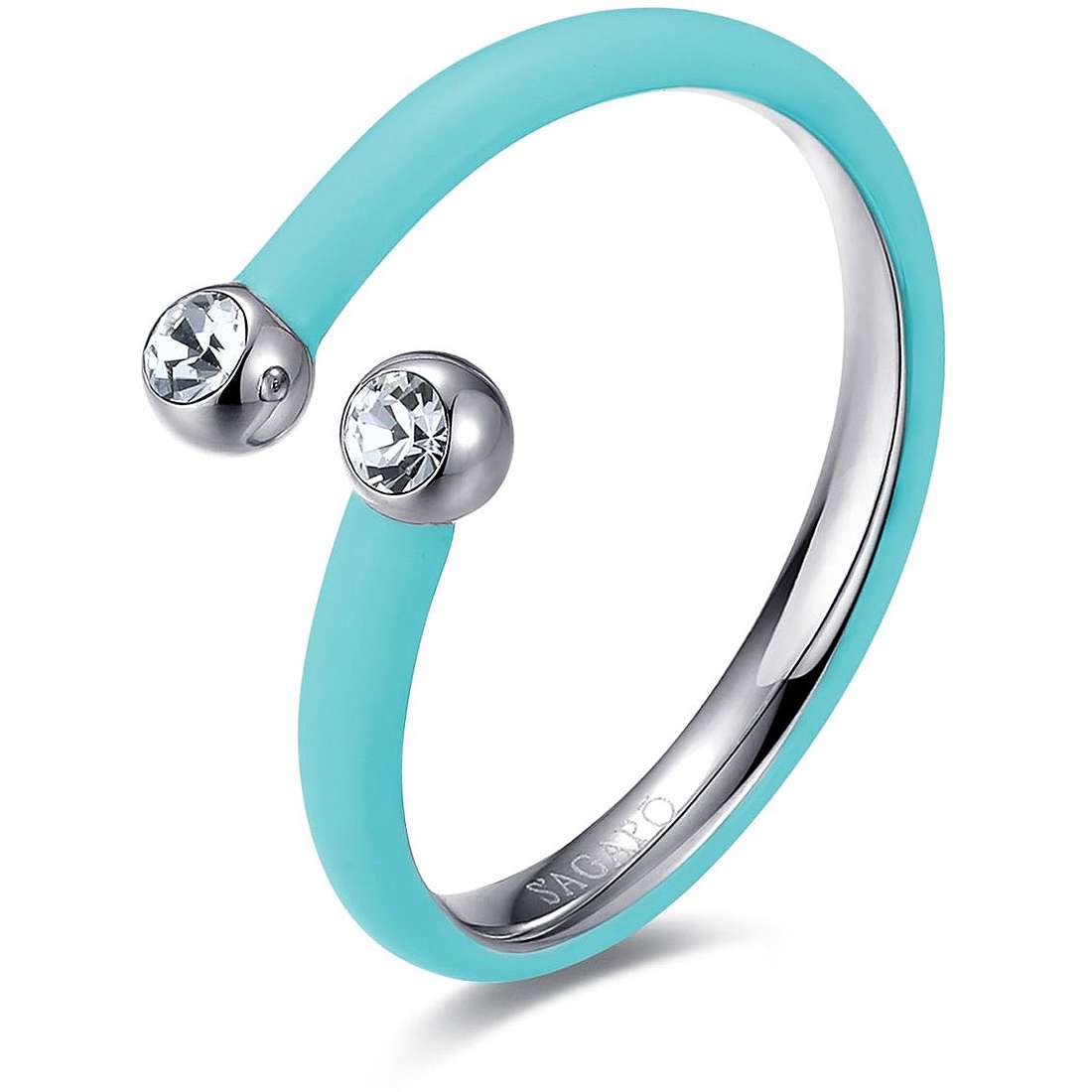 Anello Sagapò Vibes Anello Contrarié Smalto Verde Acqua Cristalli