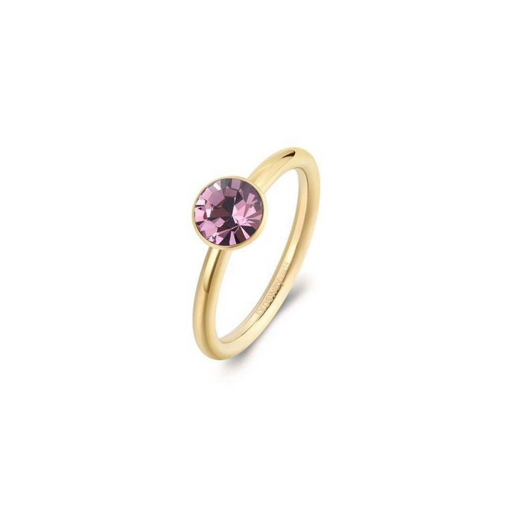 Anello Brosway Symphonia Pvd Oro Cristallo Tondo Viola - Misura 12