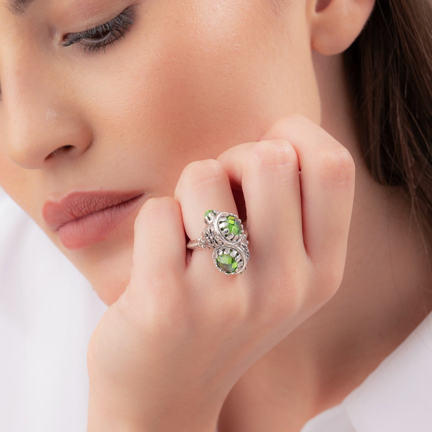 Anello Gerardo Sacco Iride in Argento Contrarié Maschere Cubic Zirconia, Azzurro - Misura 14