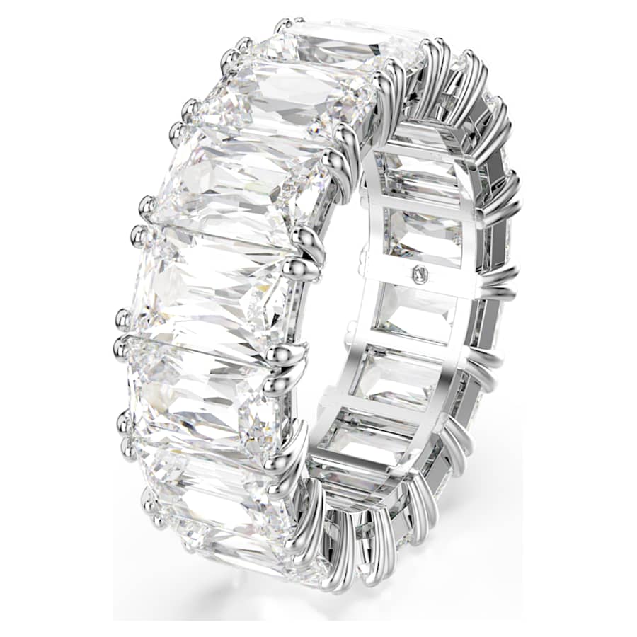 Anello Swarovski Matrix Taglio baguette, Bianco, Placcato rodio - Misura 58