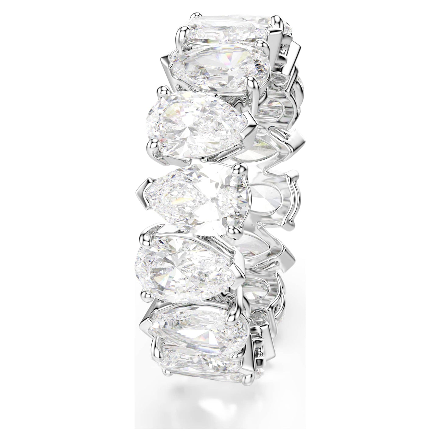 Anello Swarovski Matrix Taglio Pear, Bianco, Placcato color argento - Misura 58