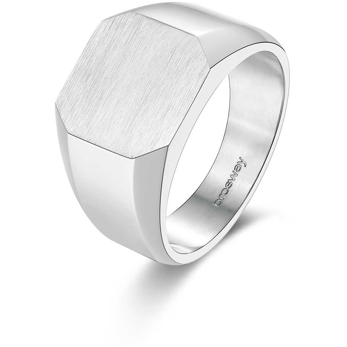 Anello Chevalièr Uomo Brosway Ink Scudo Quadrato Acciaio Satinato - Misura 25