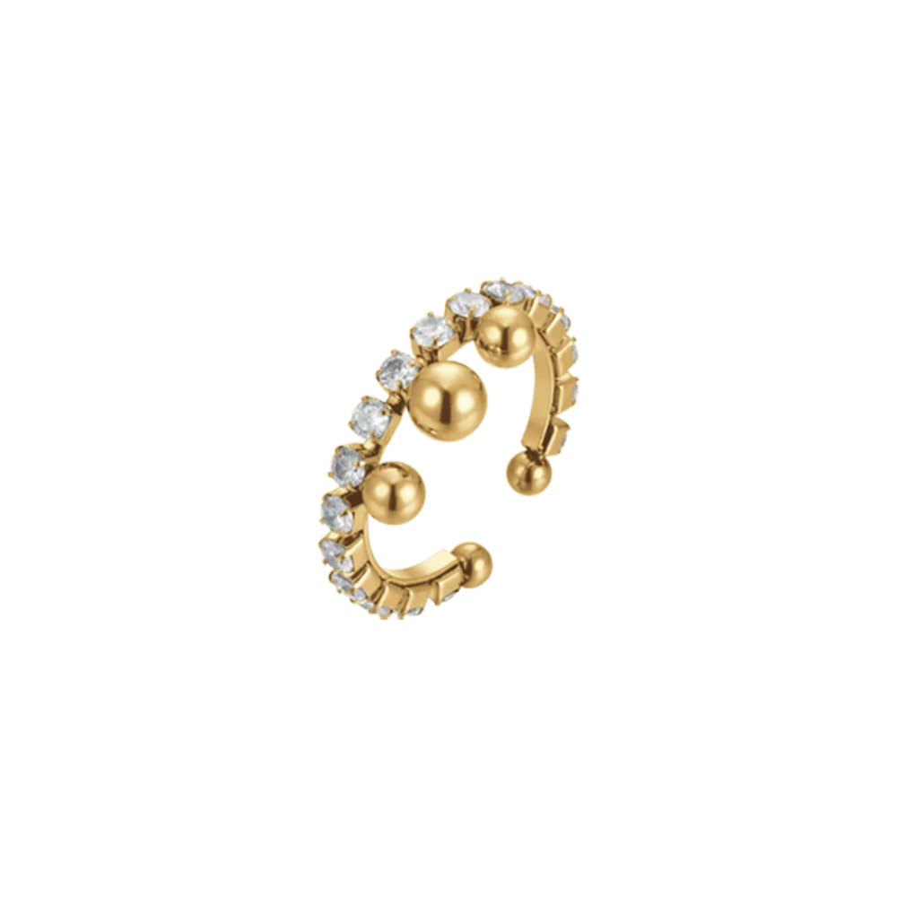 Anello Regolabile Luca Barra Summer 23 Pvd Oro Con Cristalli A Giro E 3 Sfere