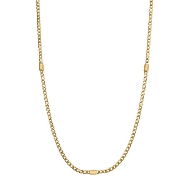 Collana Uomo Brosway Ink Acciaio Pvd Oro Maglia Grumetta 3 Bussolotti Ottagonali