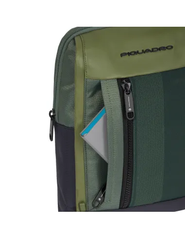 Borselli Piquadro Borsello Grande Porta Ipad Tessuto Verde Inserti Pelle